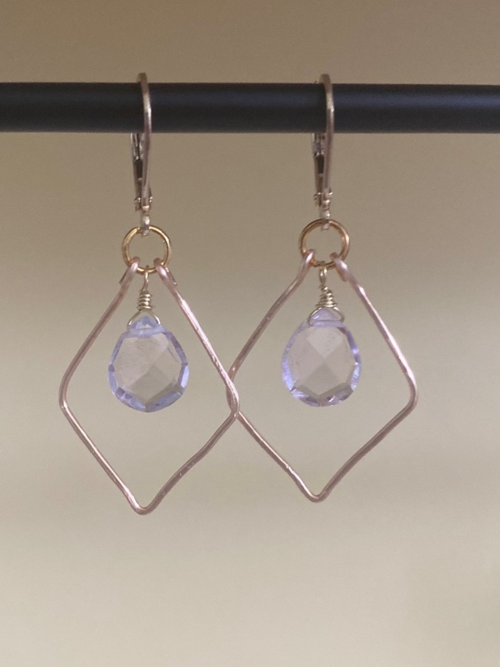 Handmade Light Pink Sapphire Quartz Earrings